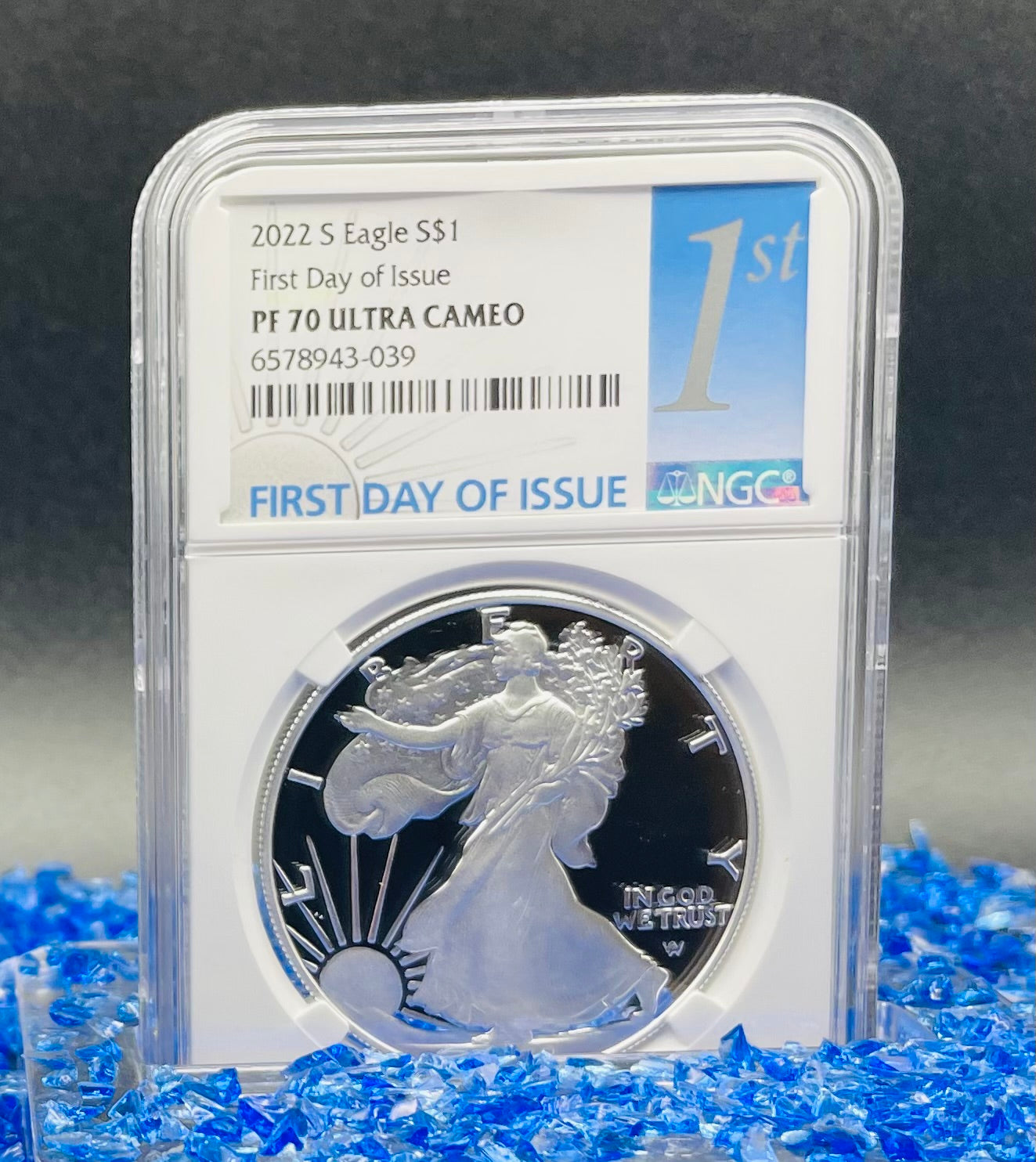 Proof 2022 (S) $1 American Silver Eagle NGC PF70 FDOI Label White Core Mint Condition (1 of 3,825)