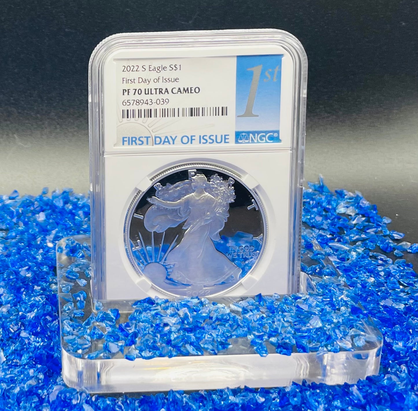 Proof 2022 (S) $1 American Silver Eagle NGC PF70 FDOI Label White Core Mint Condition (1 of 3,825)