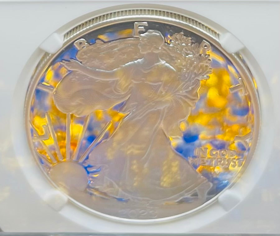 Proof 2023 (W) $1 American Silver Eagle NGC PF70 First Day of Issue Congratulations Set Confetti Label (1 of 2,264)