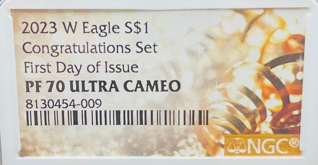 Proof 2023 (W) $1 American Silver Eagle NGC PF70 First Day of Issue Congratulations Set Confetti Label (1 of 2,264)