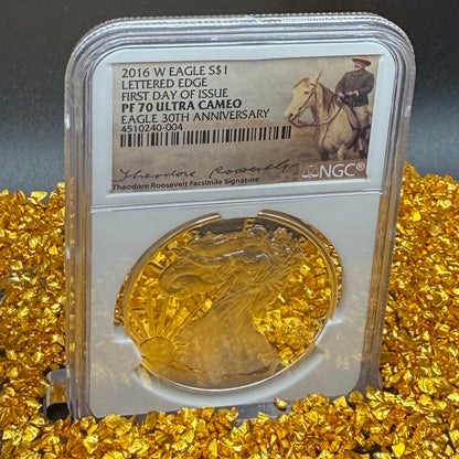 2016 W $1 American Silver Eagle NGC PF70UC FDOI Roosevelt Signed Mint Rare!