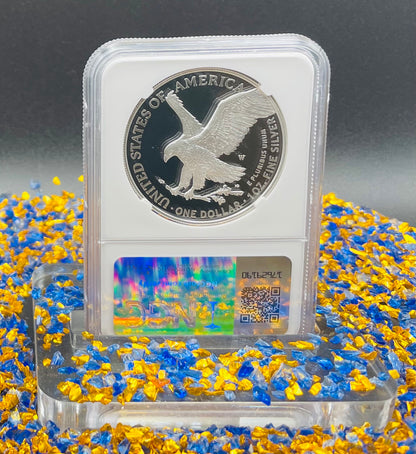 Proof 2023 (W) $1 American Silver Eagle NGC PF70 First Day of Issue Congratulations Set Confetti Label (1 of 2,264)