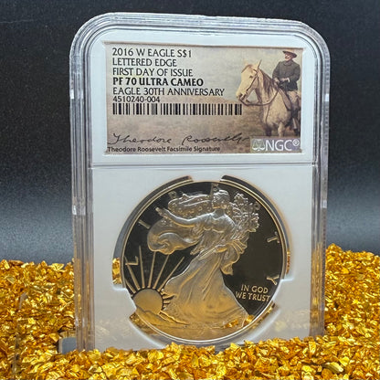 2016 W $1 American Silver Eagle NGC PF70UC FDOI Roosevelt Signed Mint Rare!