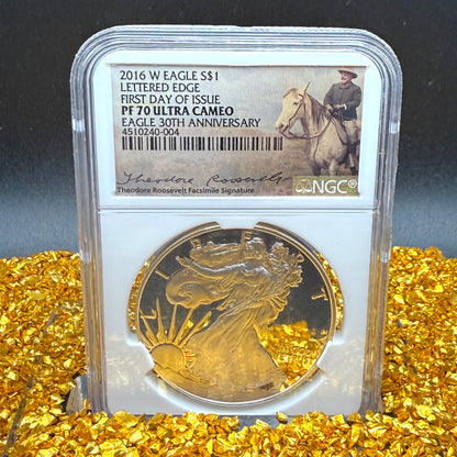 2016 W $1 American Silver Eagle NGC PF70UC FDOI Roosevelt Signed Mint Rare!
