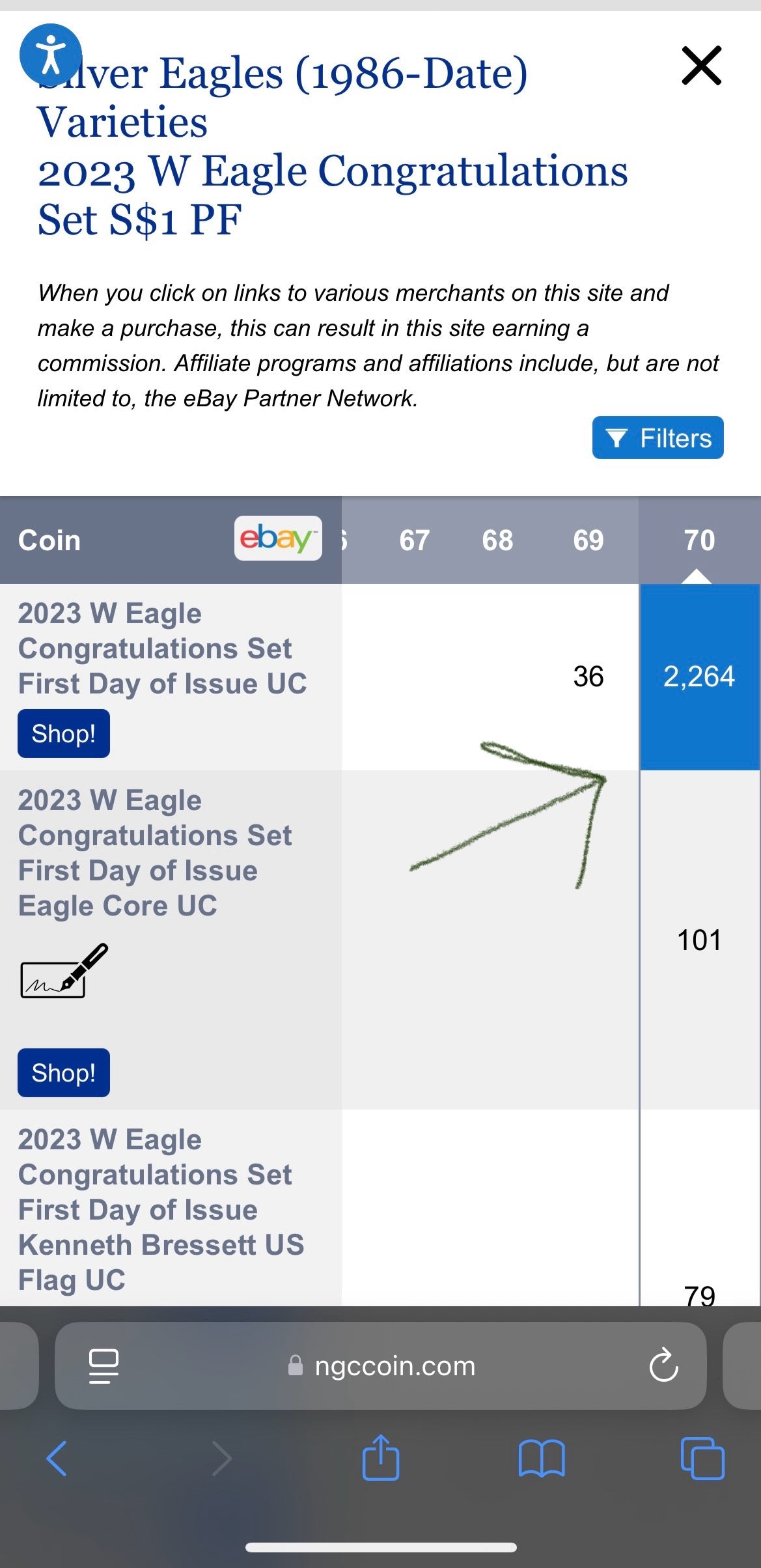 Proof 2023 (W) $1 American Silver Eagle NGC PF70 First Day of Issue Congratulations Set Confetti Label (1 of 2,264)