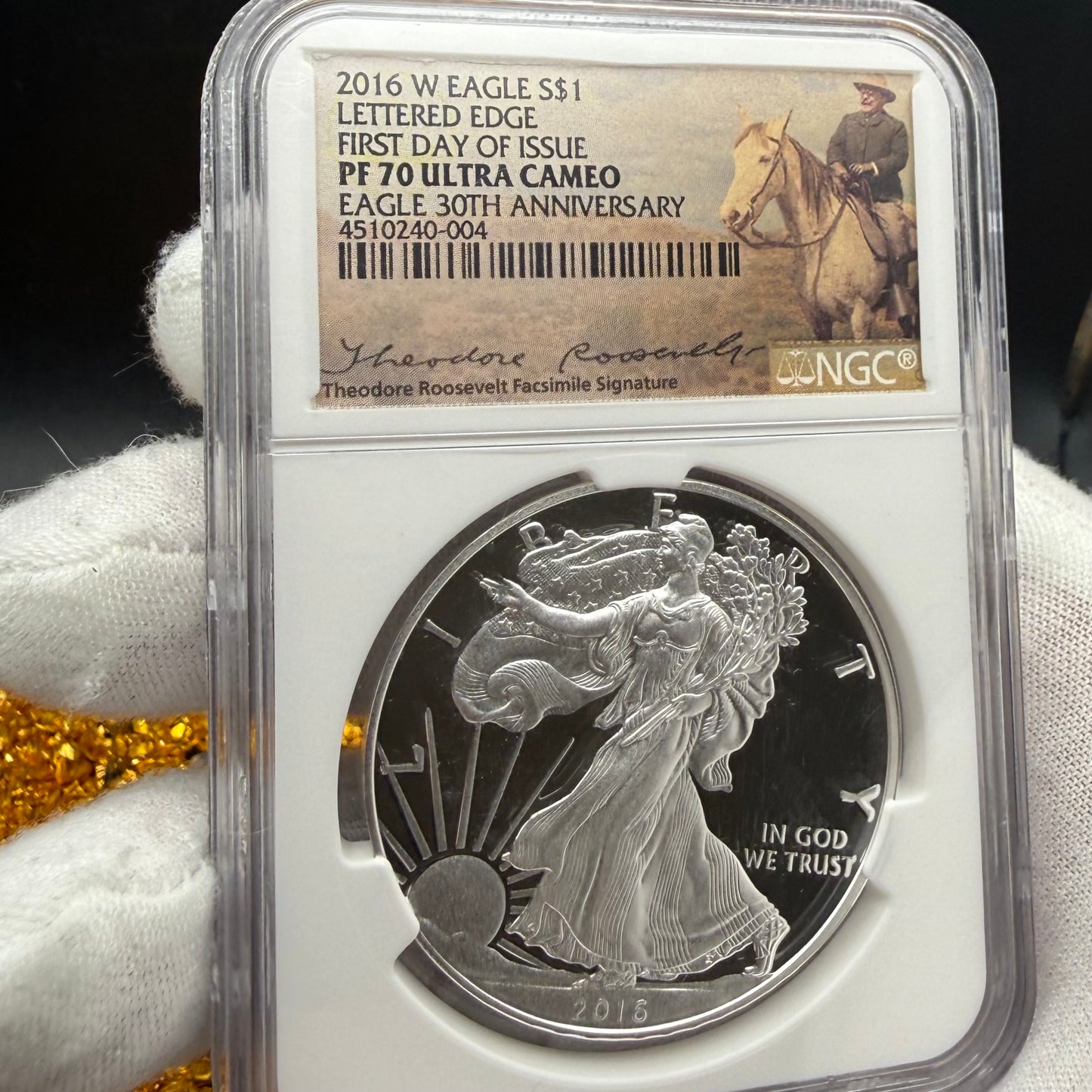 2016 W $1 American Silver Eagle NGC PF70UC FDOI Roosevelt Signed Mint Rare!