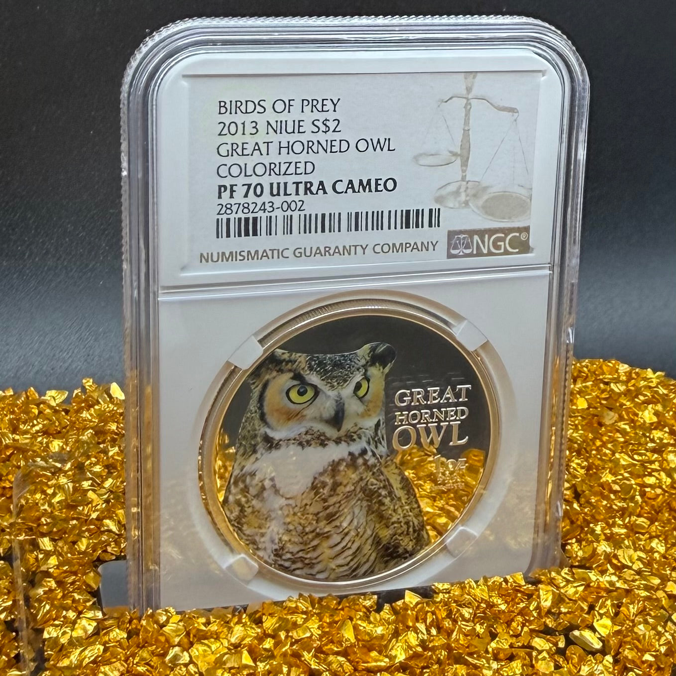 2013 Niue Silver Dollar $2 NGC PF70UC Birds of Prey - Great Horned Owl Colorized (1 of 10) Mint
