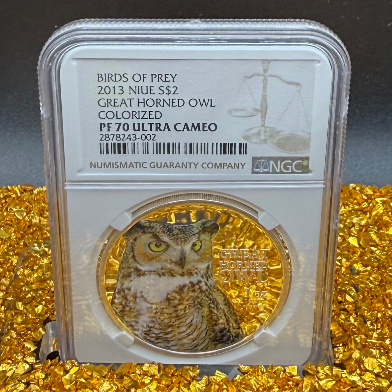 2013 Niue Silver Dollar $2 NGC PF70UC Birds of Prey - Great Horned Owl Colorized (1 of 10) Mint