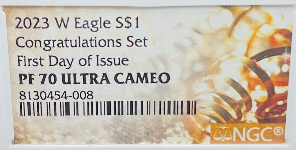 Proof 2023 (W) $1 American Silver Eagle NGC PF70 First Day of Issue Congratulations Set Confetti Label Mint Condition (1 of 2,264)