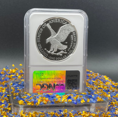 Proof 2023 (W) $1 American Silver Eagle NGC PF70 First Day of Issue Congratulations Set Confetti Label Mint Condition (1 of 2,264)