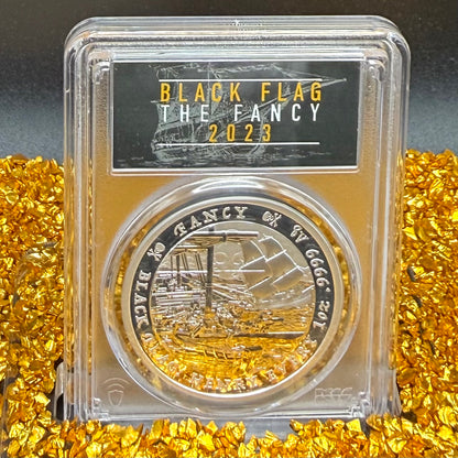 2023-P 1 oz Tuvaluan Silver Dollar $1 PCGS MS70 First Strike Pirate Ship - The Fancy Black Flag (1 of 195) Mint!