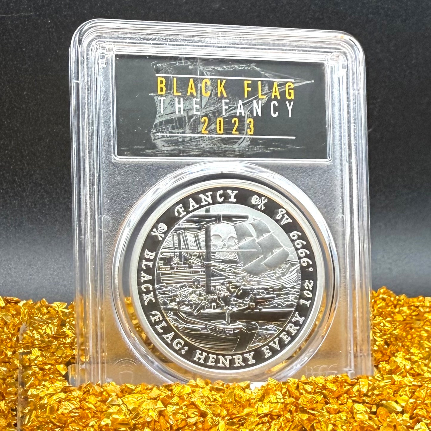 2023-P 1 oz Tuvaluan Silver Dollar $1 PCGS MS70 First Strike Pirate Ship - The Fancy Black Flag (1 of 195) Mint!