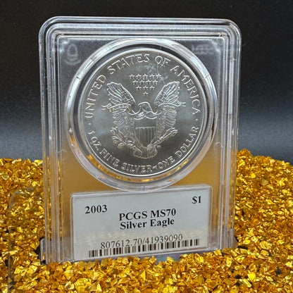 2003 $1 American Silver Eagle PCGS MS70 Thomas Cleveland Signed Arrows Label Rare 1 of 65