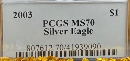 2003 $1 American Silver Eagle PCGS MS70 Thomas Cleveland Signed Arrows Label Rare 1 of 65