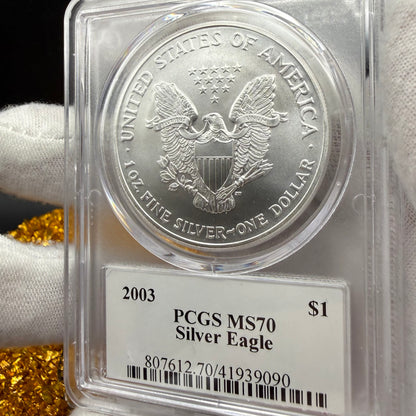 2003 $1 American Silver Eagle PCGS MS70 Thomas Cleveland Signed Arrows Label Rare 1 of 65