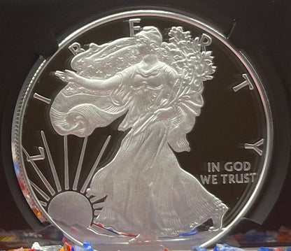 Proof 2018 (W) $1 American Silver Eagle NGC PF70 American Flag Label John Mercanti Signed (1 of 1,128)