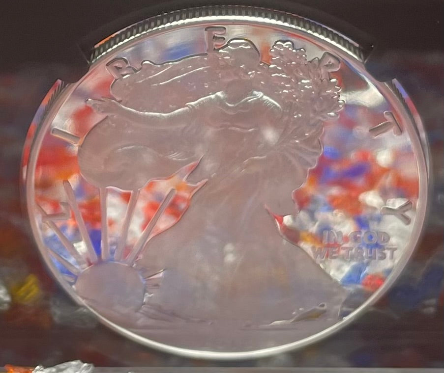 Proof 2018 (W) $1 American Silver Eagle NGC PF70 American Flag Label John Mercanti Signed (1 of 1,128)