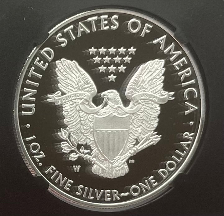 Proof 2018 (W) $1 American Silver Eagle NGC PF70 American Flag Label John Mercanti Signed (1 of 1,128)