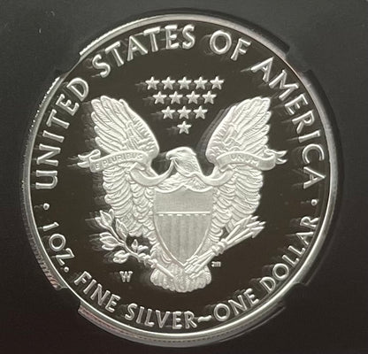 Proof 2018 (W) $1 American Silver Eagle NGC PF70 American Flag Label John Mercanti Signed (1 of 1,128)