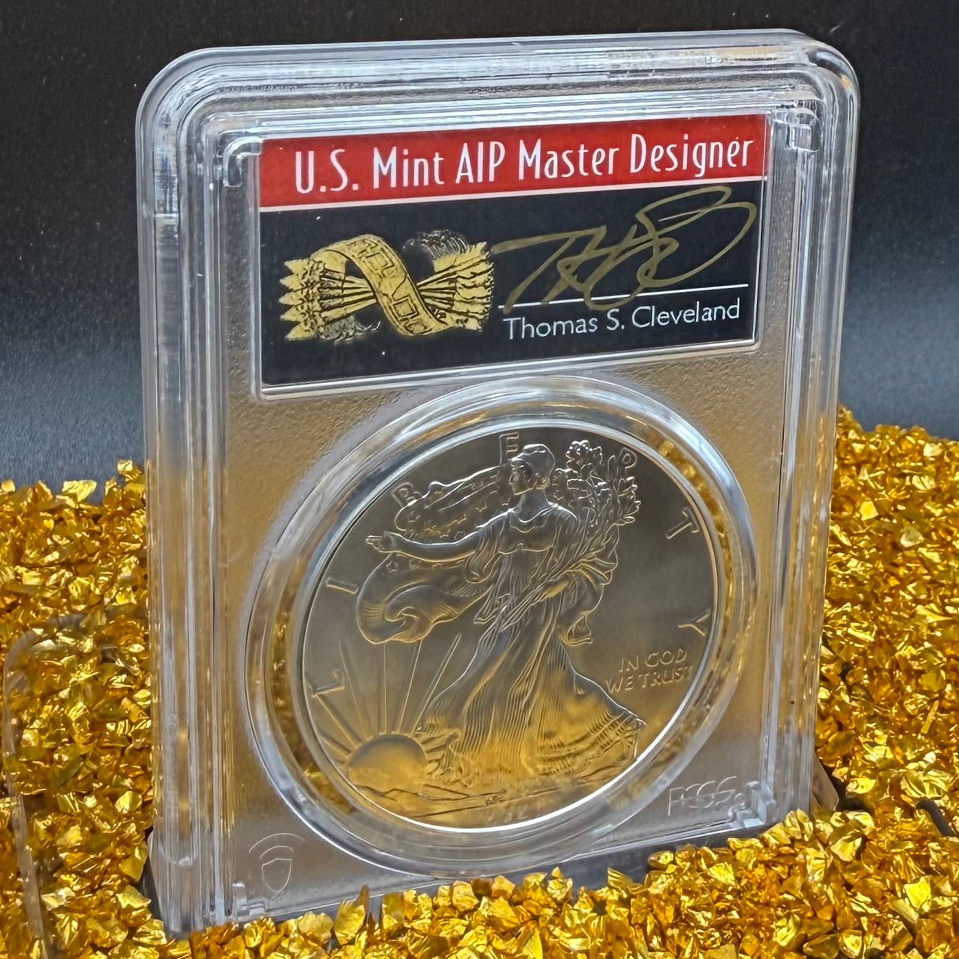 2021 (P) $1 American Silver Eagle PCGS MS70 Type 1 FDOI Emergency Production Thomas Cleveland Signed Rare Arrows Label 1 of 250 Mint