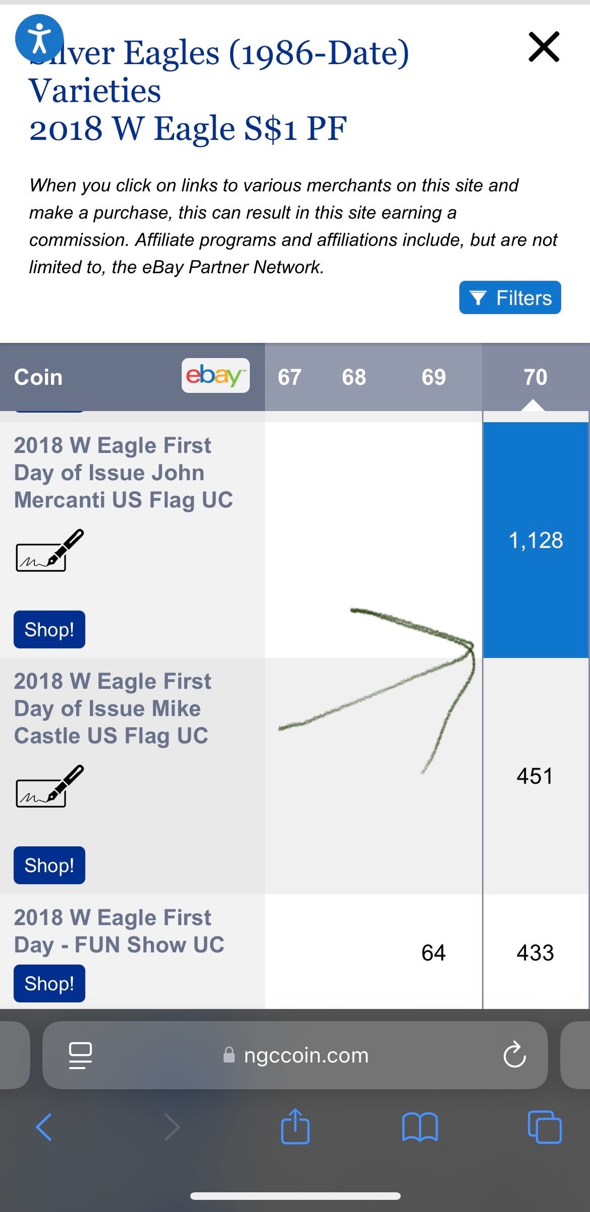 Proof 2018 (W) $1 American Silver Eagle NGC PF70 American Flag Label John Mercanti Signed (1 of 1,128)