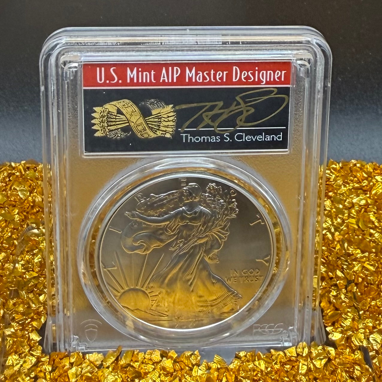 2021 (P) $1 American Silver Eagle PCGS MS70 Type 1 FDOI Emergency Production Thomas Cleveland Signed Rare Arrows Label 1 of 250 Mint