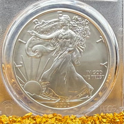 2020 Burnished $1 American Silver Eagle PCGS SP70 Thomas Cleveland Signed Rare Sun Label 1 of 15