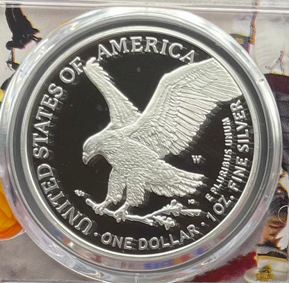 Proof 2023 (W) $1 American Silver Eagle PCGS PR70DCAM FDOI West Point Fighter Jet Label (Rare 1 of 65)