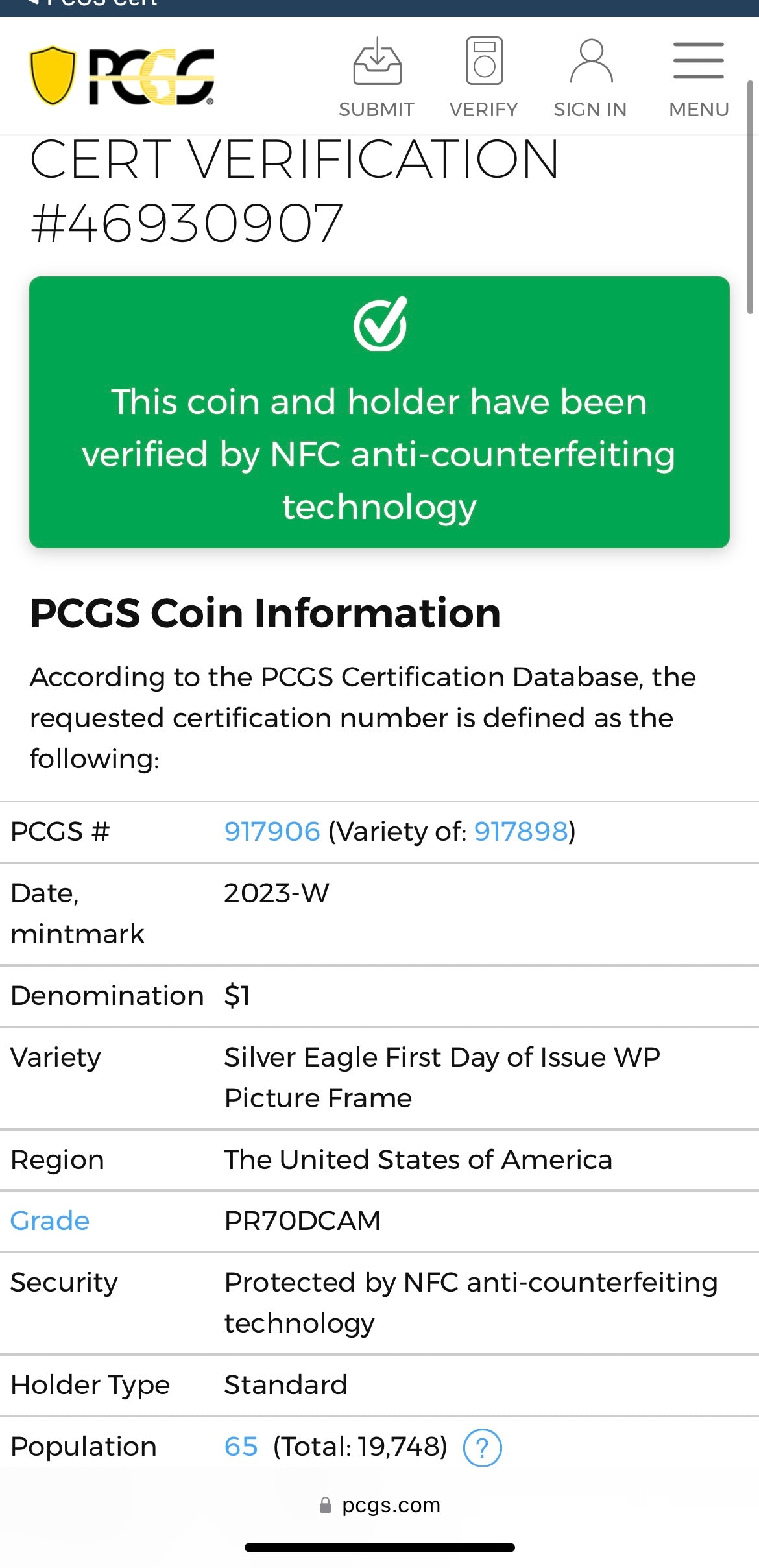 Proof 2023 (W) $1 American Silver Eagle PCGS PR70DCAM FDOI West Point Fighter Jet Label (Rare 1 of 65)