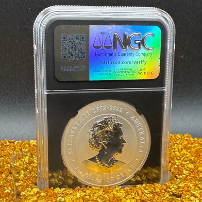 2024 P125 Silver $1 Australia Lunar Series III NGC MS70 Year of the Dragon White Colorized Brisbane ANDA Money Expo Naples Label Black (Rare 1 of 77)