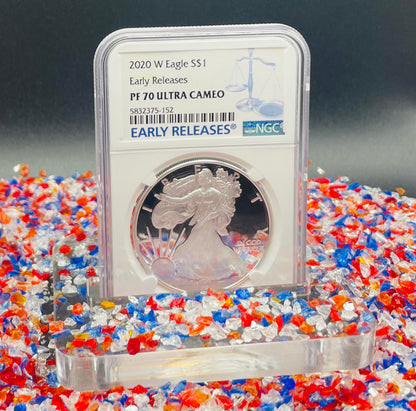 Proof 2020 (W) $1 American Silver Eagle NGC PF70 Early Releases Modern Blue Label Mint Condition (1 of 4,472)