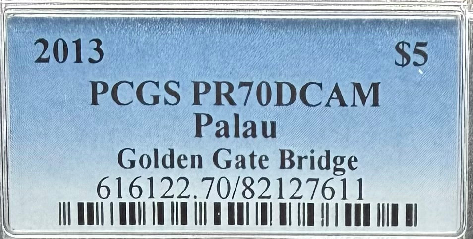 2013 Palau Silver Dollar $5 PCGS PR70DCAM World of Wonders Golden Gate Bridge Colorized (1 of 61)