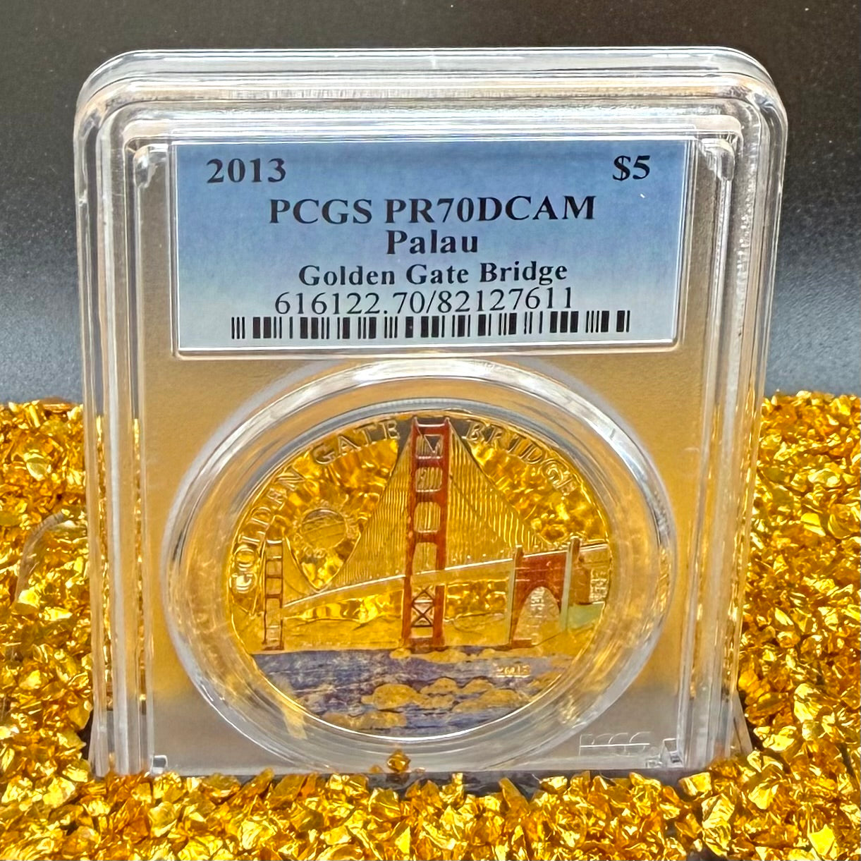 2013 Palau Silver Dollar $5 PCGS PR70DCAM World of Wonders Golden Gate Bridge Colorized (1 of 61)
