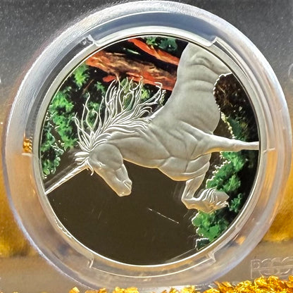 2014 1 oz Tokelau Islands Silver Dollar $5 PCGS First Strike PR70DCAM Creatures of Myth & Legend Unicorn Colorized (1 of 15)