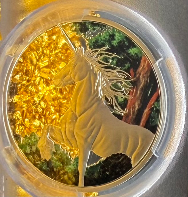 2014 1 oz Tokelau Islands Silver Dollar $5 PCGS First Strike PR70DCAM Creatures of Myth & Legend Unicorn Colorized (1 of 15)