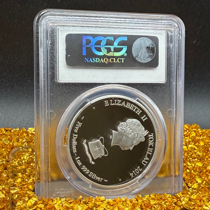 2014 1 oz Tokelau Islands Silver Dollar $5 PCGS First Strike PR70DCAM Creatures of Myth & Legend Unicorn Colorized (1 of 15)