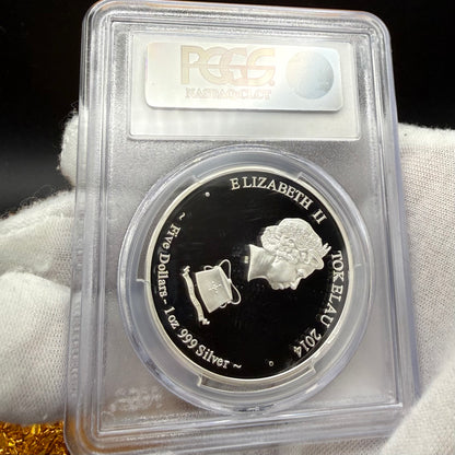2014 1 oz Tokelau Islands Silver Dollar $5 PCGS First Strike PR70DCAM Creatures of Myth & Legend Unicorn Colorized (1 of 15)