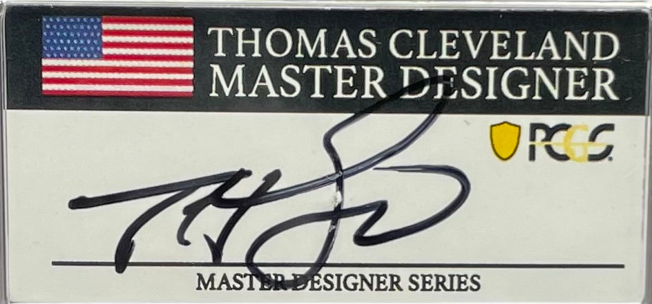 2022 (W) $1 American Silver Eagle PCGS MS70 Master Designer Thomas Cleveland Signed American Flag Black Label Mint Condition (1 of 150)