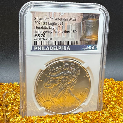 2021 (P) $1 American Silver Eagle NGC MS70 Type 1 FDOI Emergency Issue Mint Condition