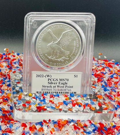 2022 (W) $1 American Silver Eagle PCGS MS70 Master Designer Thomas Cleveland Signed American Flag Black Label Mint Condition (1 of 150)