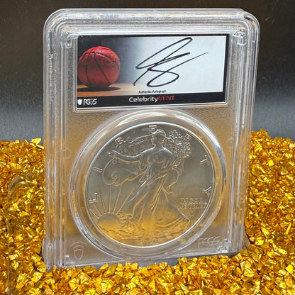 2025 $1 American Silver Eagle PCGS MS70 NBA Legend Jabari Smith Signed Label Mint Condition 1 of 50