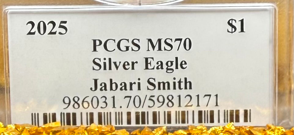 2025 $1 American Silver Eagle PCGS MS70 NBA Legend Jabari Smith Signed Label Mint Condition 1 of 50