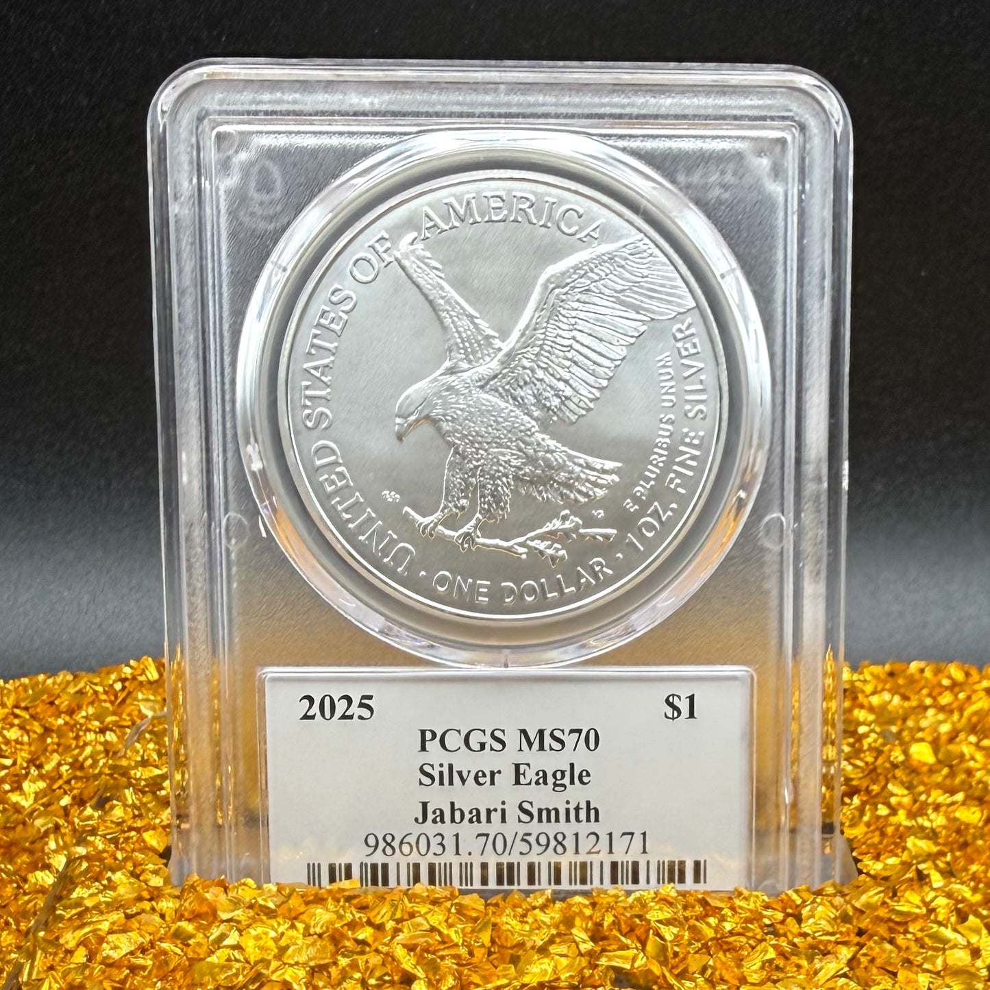 2025 $1 American Silver Eagle PCGS MS70 NBA Legend Jabari Smith Signed Label Mint Condition 1 of 50