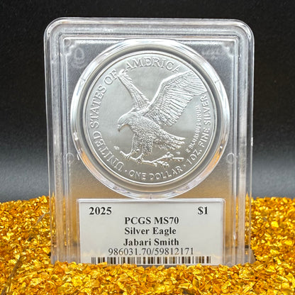 2025 $1 American Silver Eagle PCGS MS70 NBA Legend Jabari Smith Signed Label Mint Condition 1 of 50