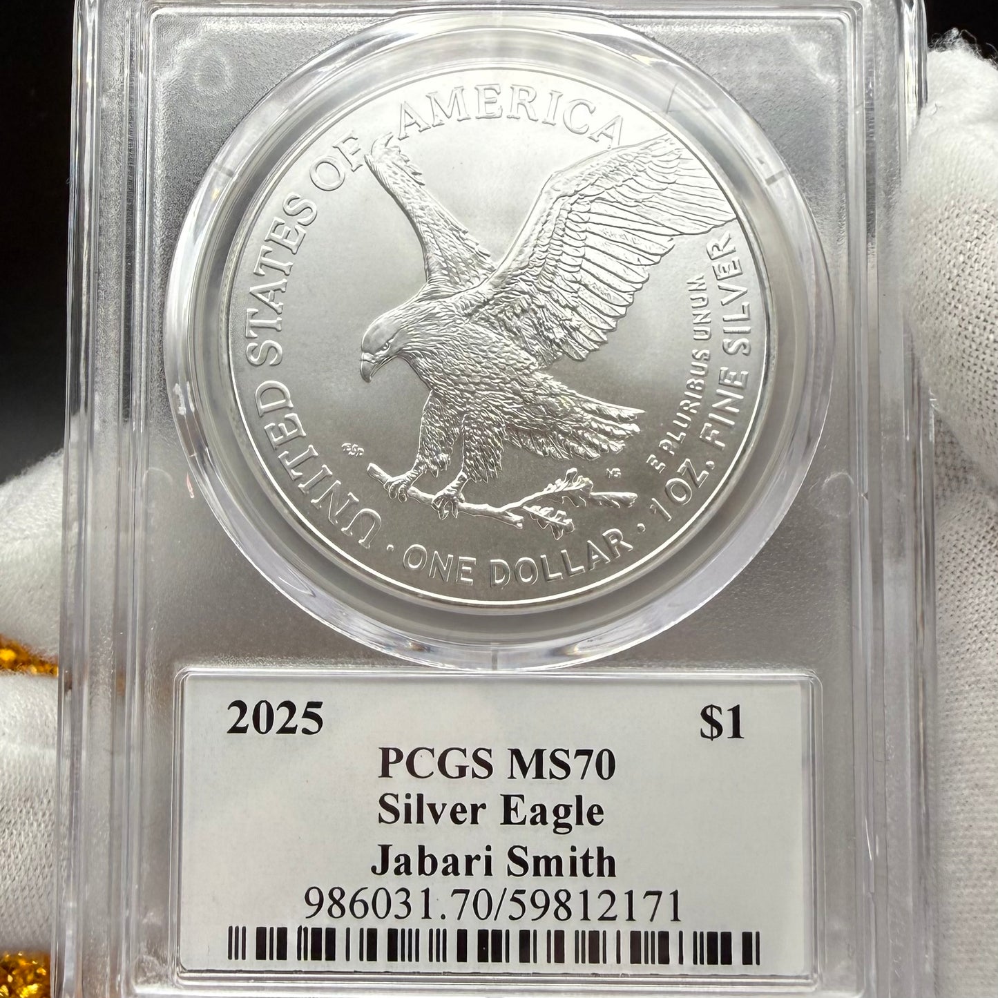 2025 $1 American Silver Eagle PCGS MS70 NBA Legend Jabari Smith Signed Label Mint Condition 1 of 50