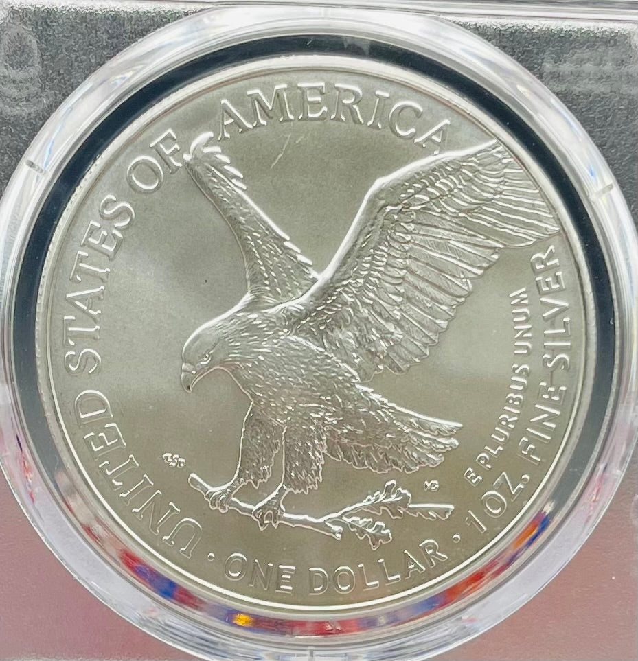 2022 (W) $1 American Silver Eagle PCGS MS70 Master Designer Thomas Cleveland Signed American Flag Black Label Mint Condition (1 of 150)