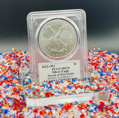 2022 (W) $1 American Silver Eagle PCGS MS70 Master Designer Thomas Cleveland Signed American Flag Black Label Mint Condition (1 of 150)