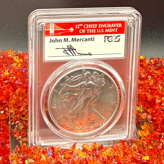 2017 (W) Burnished $1 American Silver Eagle PCGS SP70 First Strike John Mercanti Signed Rare 1 of 660 Mint!