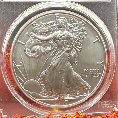 2017 (W) Burnished $1 American Silver Eagle PCGS SP70 First Strike John Mercanti Signed Rare 1 of 660 Mint!