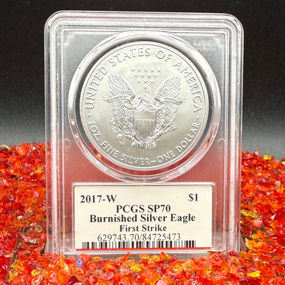 2017 (W) Burnished $1 American Silver Eagle PCGS SP70 First Strike John Mercanti Signed Rare 1 of 660 Mint!